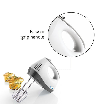 Electric Hand Mixer 125W 2 Beaters with 5 Speed Settings  - White and Grey (4060)