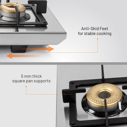 3 Burner Ultra Tuff Free Standing Hob with Forged Brass Burners Auto Ignition (BH1073XLSQFSUTSSAI)