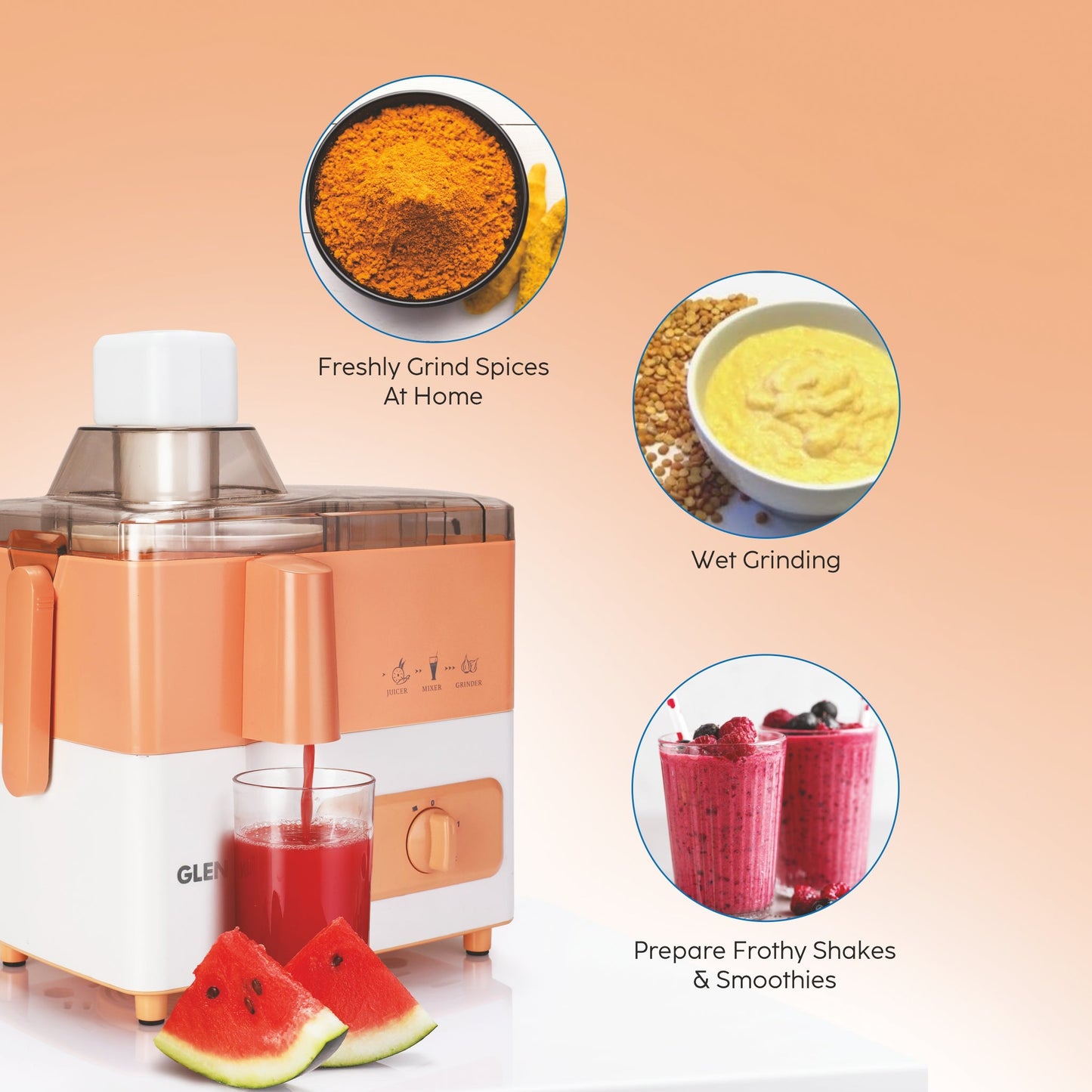 3-in-1 Juicer Mixer Grinder with 2 Jars 500 watt Power - SA4012JAR2