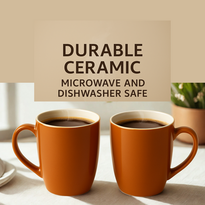 Claycraft Oxford Pebble Pacha Coffee/Milk Mug – Fine Ceramic | Set of 2 (350ml Each, Brown DT4)