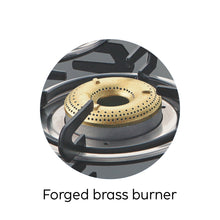 2 Burner LPG Glass Gas Stove with High Flame Forged Brass Burner (1021GTFBHF) - Manual/Auto Ignition
