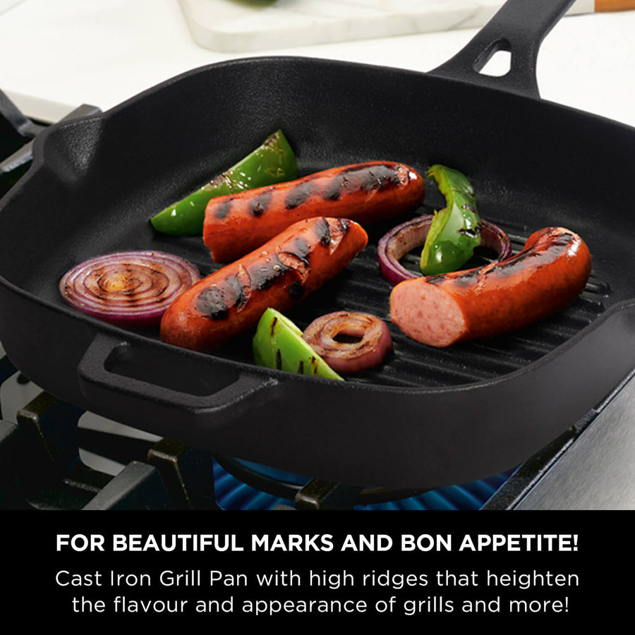Meyer Pre-Seasoned Cast Iron Grill Pan and Oil Sprayer Set