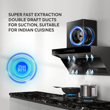 Auto Clean Chimney with Double Draft Suction, Inverter Technology, BLDC Motor 60/75/90cm 1400 m3/h - Black (CH 6076 AC)