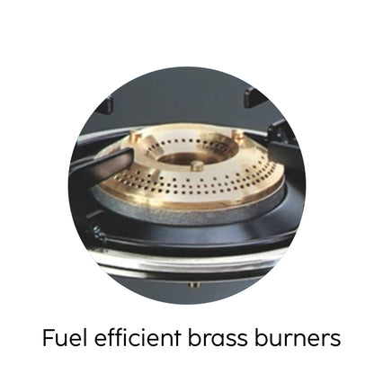 3 Burner LPG Glass Gas Stove with Brass Burner - 1031 GT BB