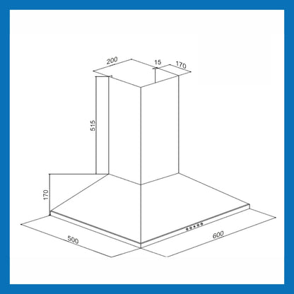 Electric Kitchen Chimney Junior, Pyramid Shape Baffle filters 60cm 1000 m3/h -Silver (6050 SS DX)
