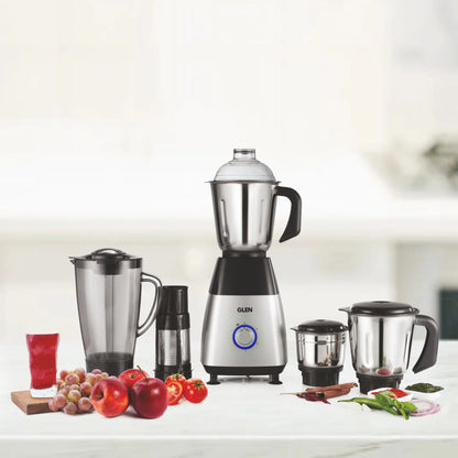 Mixer Grinder 750W with 1 Transparent Jar 3 Stainless Steel Jars - Black & Silver (4023 PLATINUM)