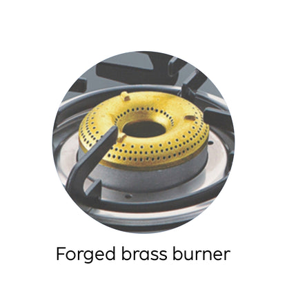 4 Burner  Glass Gas Stove 1 High Flame 3 Forged Brass Burners Auto Ignition 60 CM (1042 GT FB AI)