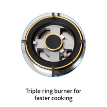4 Burner Glass Gas Hob Top Triple Ring Burners Double Ring Forged Brass Burner Auto Ignition (1074SQHT2TR)
