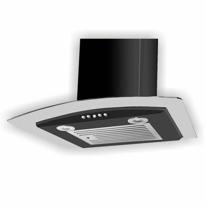 Kitchen Chimney Curved Glass with Push Button Baffle filters 60cm 1000 m3/h -Black (6071 EX BL)