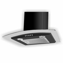 Kitchen Chimney Curved Glass with Push Button Baffle filters 60cm 1000 m3/h -Black (6071 EX BL)