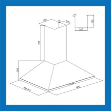 Electric Kitchen Chimney, Pyramid Shape Baffle filters 90cm 1250 m3/h - Black (6054 BL)