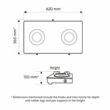 2 Burner Stainless Steel  Gas Stove with Brass Burner (1025 SS)