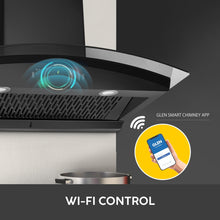 Auto Clean Chimney Curved Glass Filter-less with Wi-Fi Control 1400 mB3/h - 60/76/90cm (CH 6068 AC BLS)