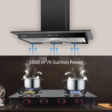 Designer Electric Kitchen Chimney  Push Button Control 90cm 1000 m3/h - Black (6062)