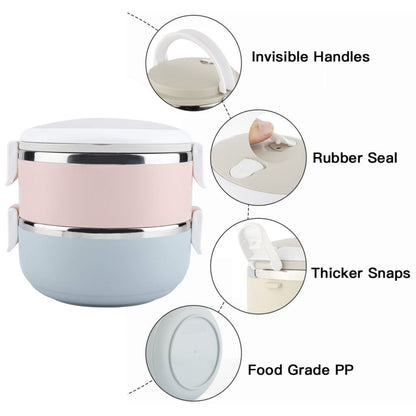 KAIROS Leak-Proof Thermotiffin Duo - 1.4L - Double-Decker Stainless Steel Lunch Box ( 17 x 15 x 13 cm) | Durable, Two-Layer Steel Tiffin for office and school