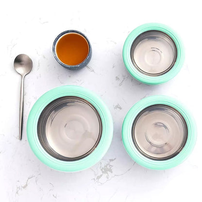 KAIROS Space Saver Container Set of 3 (1200 ml +730 ml +420 ml)| Premium Airtight Stainless Steel Container Set | Containers for schools & offices