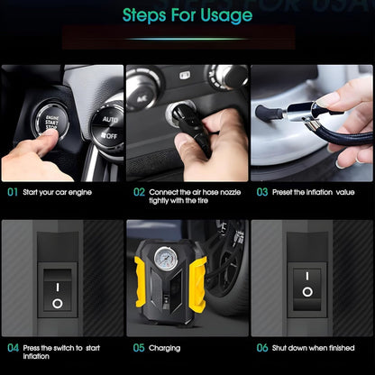 KAIROS Airmaster Pro Portable Tyre Inflator | High Power Air Pump, Digital Display, Fast Inflation | Lightweight & Easy-to-Use for Cars, Bikes & Bikes