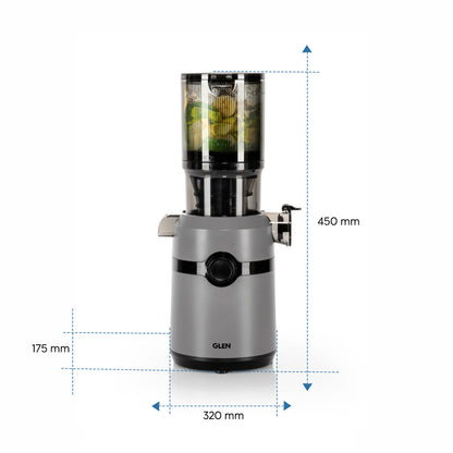 GLEN Hopper Slow Juicer 108mm Large Feed, Juice and Pulp containers, Low Noise 200W (SA-4015HSJ)