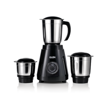 GLEN Mixer Grinder 550W with 3 Stainless Steel Liquidiser, Grinder and Chutney Jars - Black (4021)