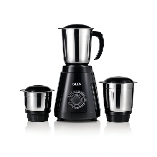 GLEN Mixer Grinder 550W with 3 Stainless Steel Liquidiser, Grinder and Chutney Jars - Black (4021)