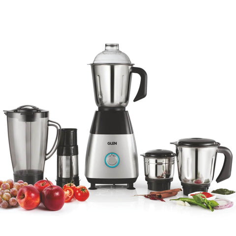 Mixer Grinder 750W with 1 Transparent Jar 3 Stainless Steel Jars - Black & Silver (4023 PLATINUM)