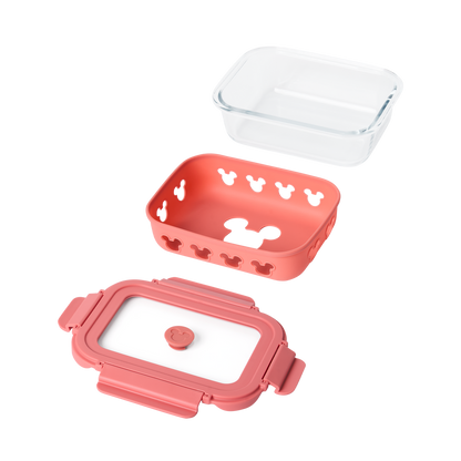 Disney Rectangle Glass Container with Air Tight Detachable Lid (set of 2)