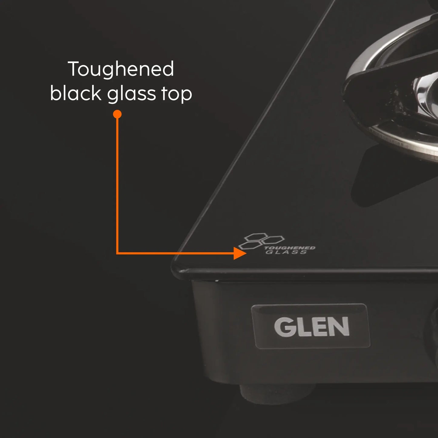 3 Burner Glass Gas Stove with Brass Burner Black (1037 GT BB BL)