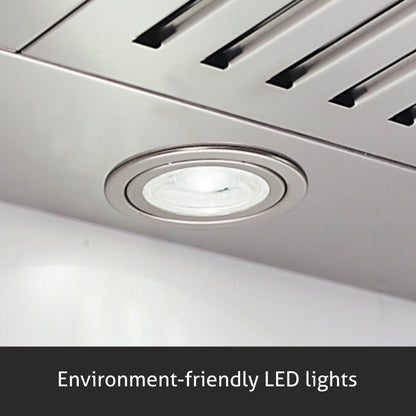 Island Kitchen Chimney Push Buttons Italian Motor Baffle filters 90cm 1250 m3/h -Silver (6052 IS)