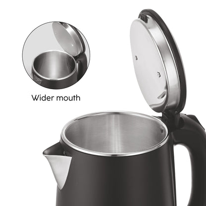 GLEN Electric Kettle 1.8 Litre Plastic Clad Stainless Steel | 360° Rotation Base, Auto Shutoff, 1500 W (SA-9007BLACK)