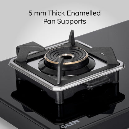 GLEN 2 Burner Swift Glass Gas Stove with Multi Ring Forged Brass Burners (CT1022GTBLSWIFT)