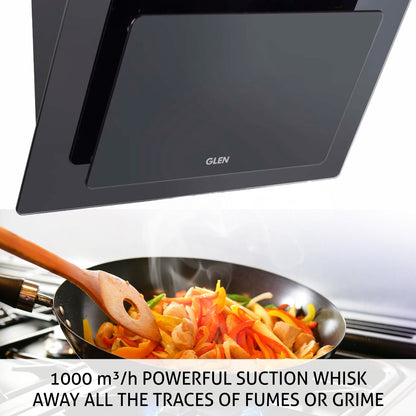 Kitchen Chimney Vertical Glass with Push Buttons 90cm 1000 m3/h- Black (6079 PB)