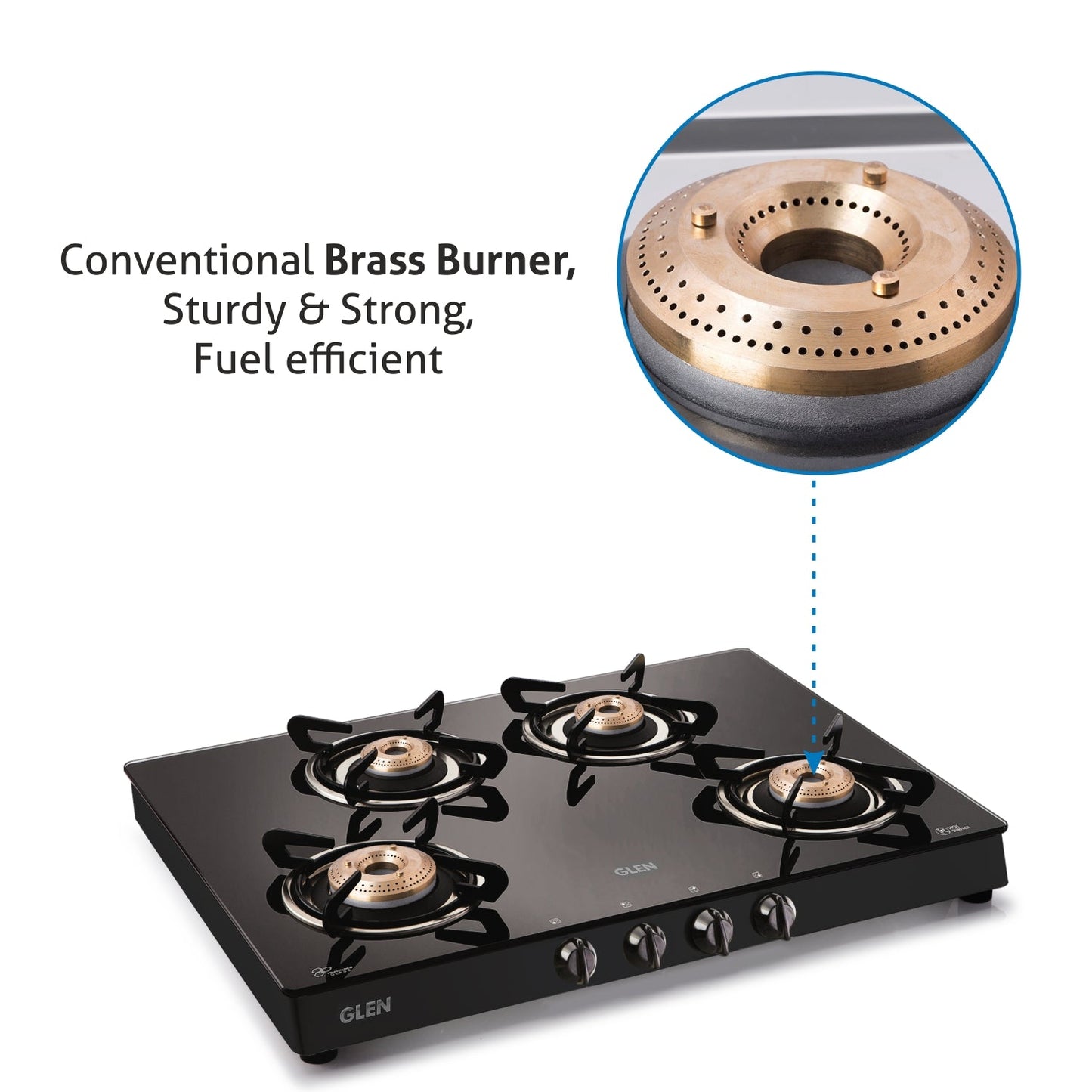 Glen 4 Burner LPG Stove 1044GTBB Black