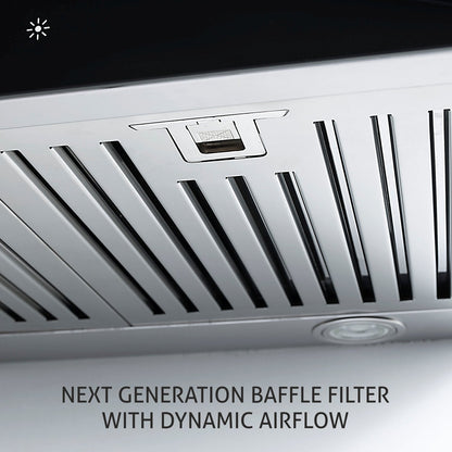 Kitchen Chimney Curved Glass, Glass Front Panel Baffle filter 90cm 1250 m3/h -Silver (6071 GF)