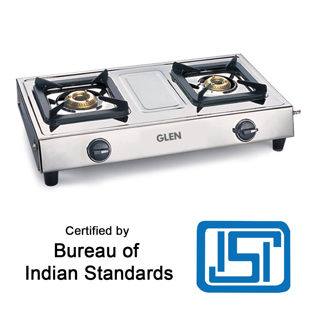 2 Burner Stainless Steel  Gas Stove with Brass Burner (1021 SS BB)