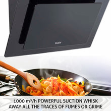 Kitchen Chimney Vertical Glass Push Buttons Baffle filters 60cm 1000 m3/h- Black (6079 PB)