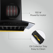 Auto Clean Curved Glass Filter less Kitchen Chimney with Motion Sensor 60/76/90cm, 1200 m3/h (6058 BL Auto Clean)