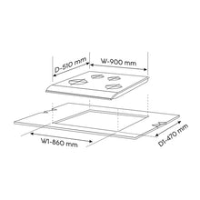 4 Burner Glass Gas Hob Top with Triple Ring, Mini TR Total Double Ring Brass Burner (1094XLCIHTT2TR)