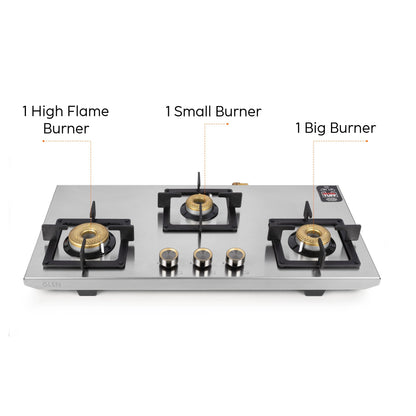 3 Burner Ultra Tuff Free Standing Hob with Forged Brass Burners Auto Ignition (BH1073XLSQFSUTSSAI)