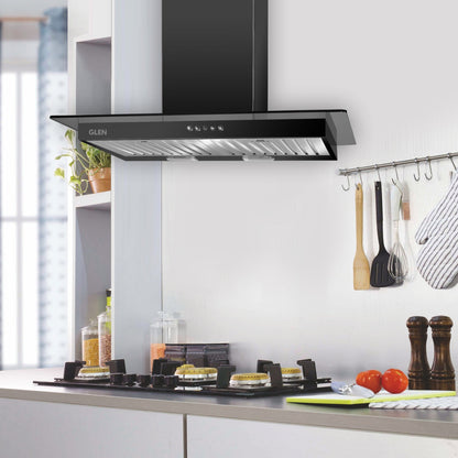 Designer Electric Kitchen Chimney  Push Button Control 90cm 1000 m3/h - Black (6062)