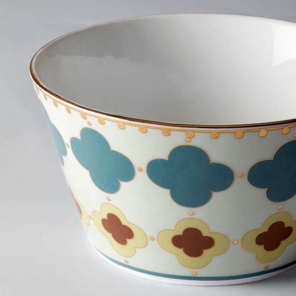 Claycraft India Circus Grandeur Green Nikko Bowl Set of 3 | 22K Gold Accents (470ml)