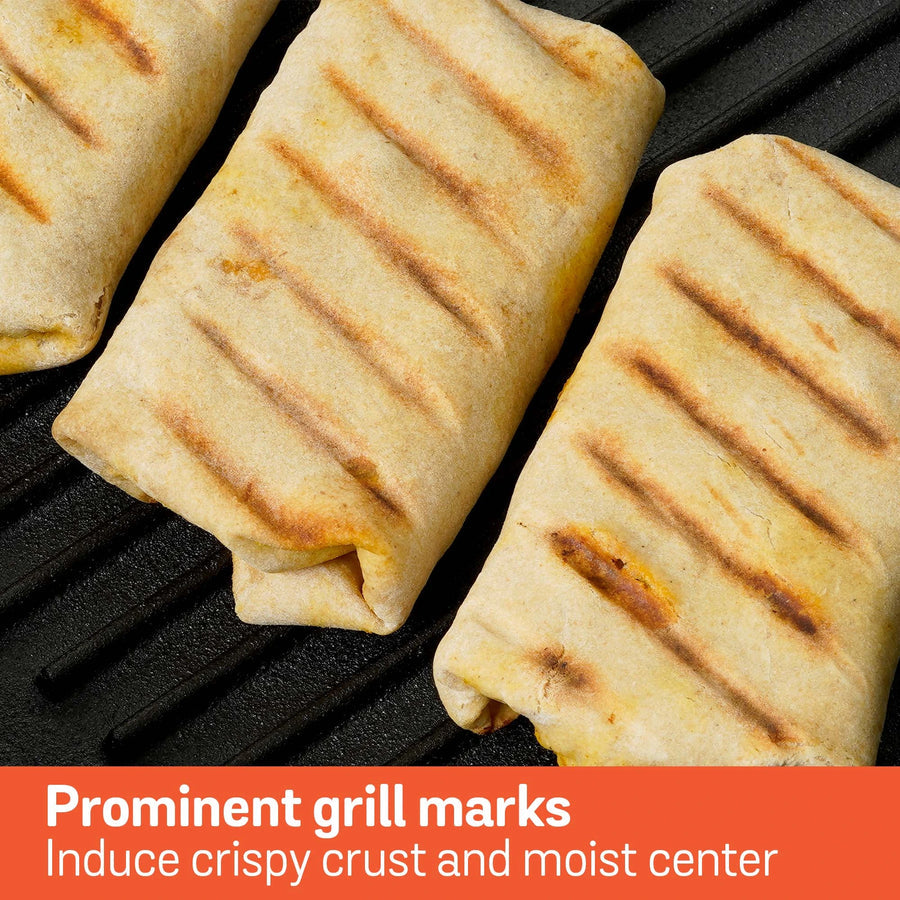 Meyer Pre-Seasoned Cast Iron Grill Pan, 25 cm, Black