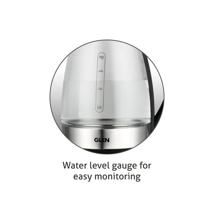 Electric Glass Kettle 1.8 Litre with 360B0 Rotational Base, Auto Shut-off, 2000 W - White (9012)