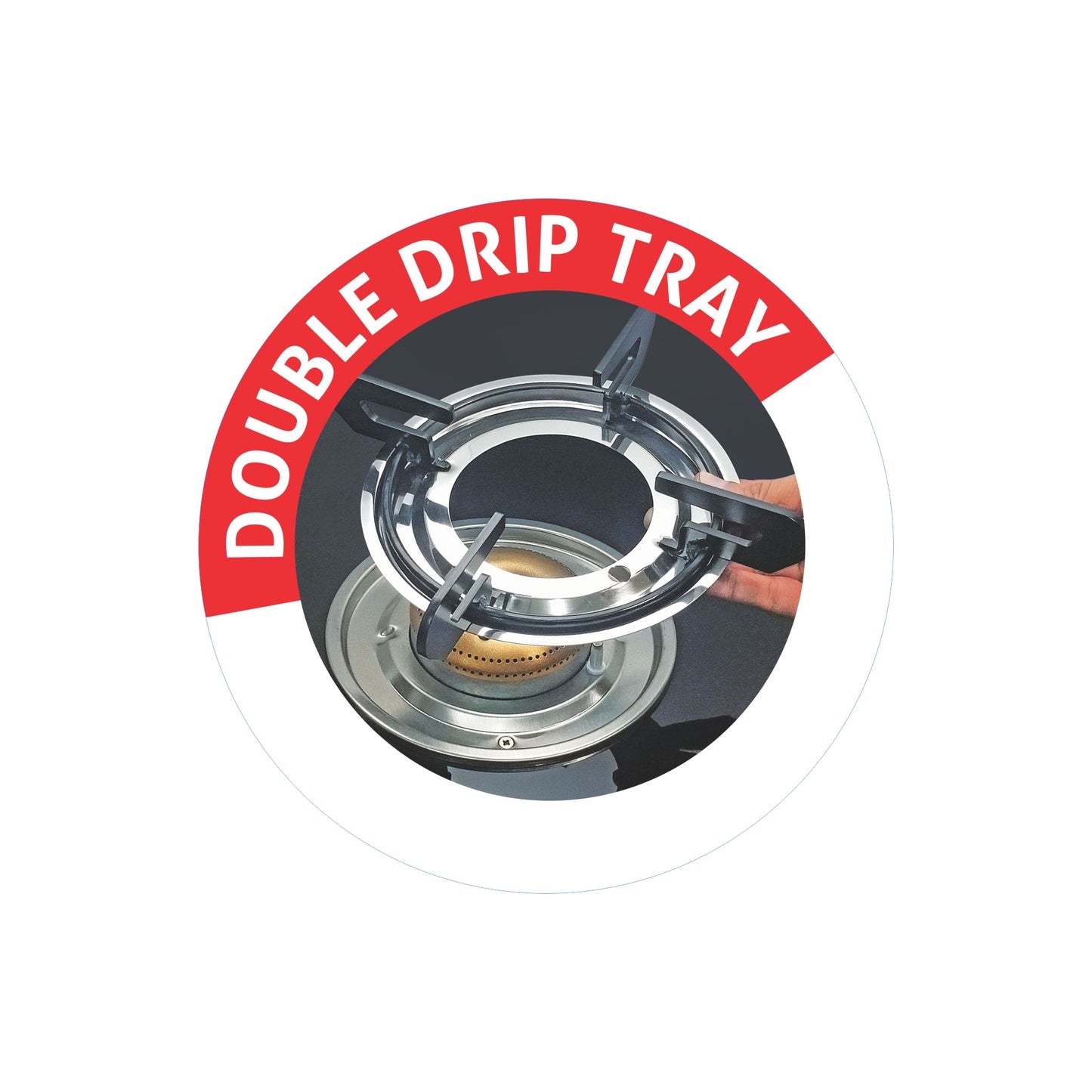 3 Burner Glass Gas Stove with High Flame Brass Burner Double Drip Tray (1032 GT HF BB DD BL) - Manual/Auto Ignition