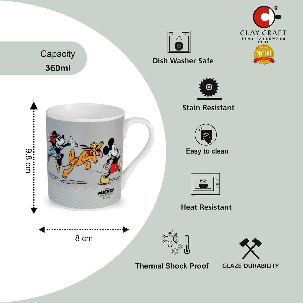 Claycraft Disney's Mickey and Friends Coffee & Milk Mug 1 Piece (360ml)