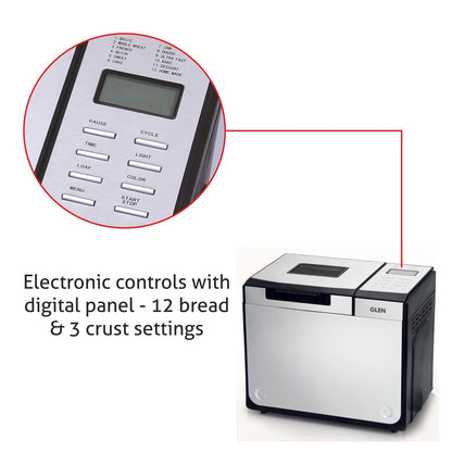 Bread Maker & Atta Kneader, Fully Automatic, 12 Pre-Set Functions, Electronic Control Panel - Silver (3034)