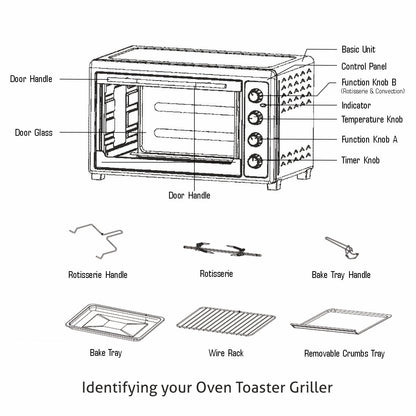 Oven Toaster Griller (OTG) -60 Litres, Rotisserie, Convection Fan, Capillary Thermostat, 2500W - Black (5060)