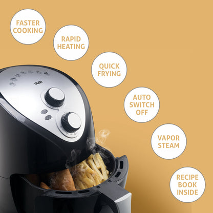 Electric Rapid Air Fryer 2.8 Litres, 1300W, Temperature Control -Black (3041BL)