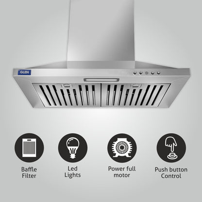 Electric Kitchen Chimney, Pyramid Shape SS Baffle filters 60cm 1100 mB3/h - (6050 IN SS)