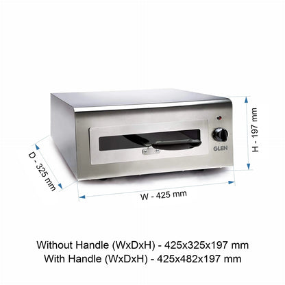 GLEN Electric Tandoor and Grill 1100W | Matt Finish, Elevates your Kitchen Style | Stainless Steel Body - Silver (5014)