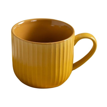 Claycraft Linea Pebble Mustard Cup & Saucer, Set of 12 (6 Cups + 6 Saucers) (170 ml)